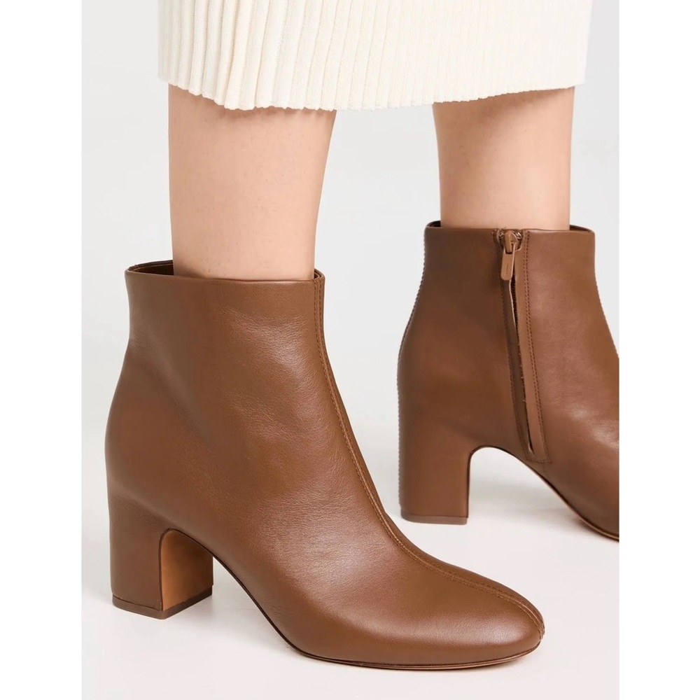 Vince Terri Leather Block Heel Ankle Booties in Coriander Brown Women’s size 9